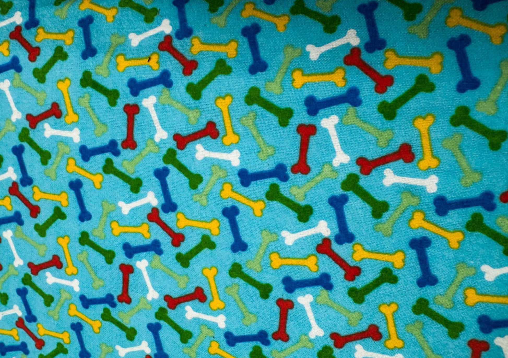 Colorful Dog Bones FLANNEL 14706 Blue Dog Cotton Flannel - Mary Jo Fabrics