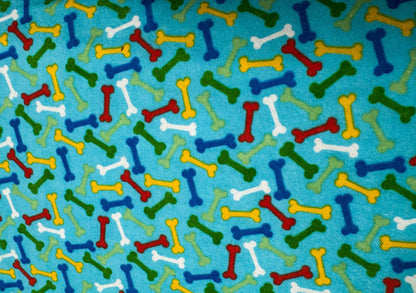 Colorful Dog Bones FLANNEL 14706 Blue Dog Cotton Flannel - Mary Jo Fabrics