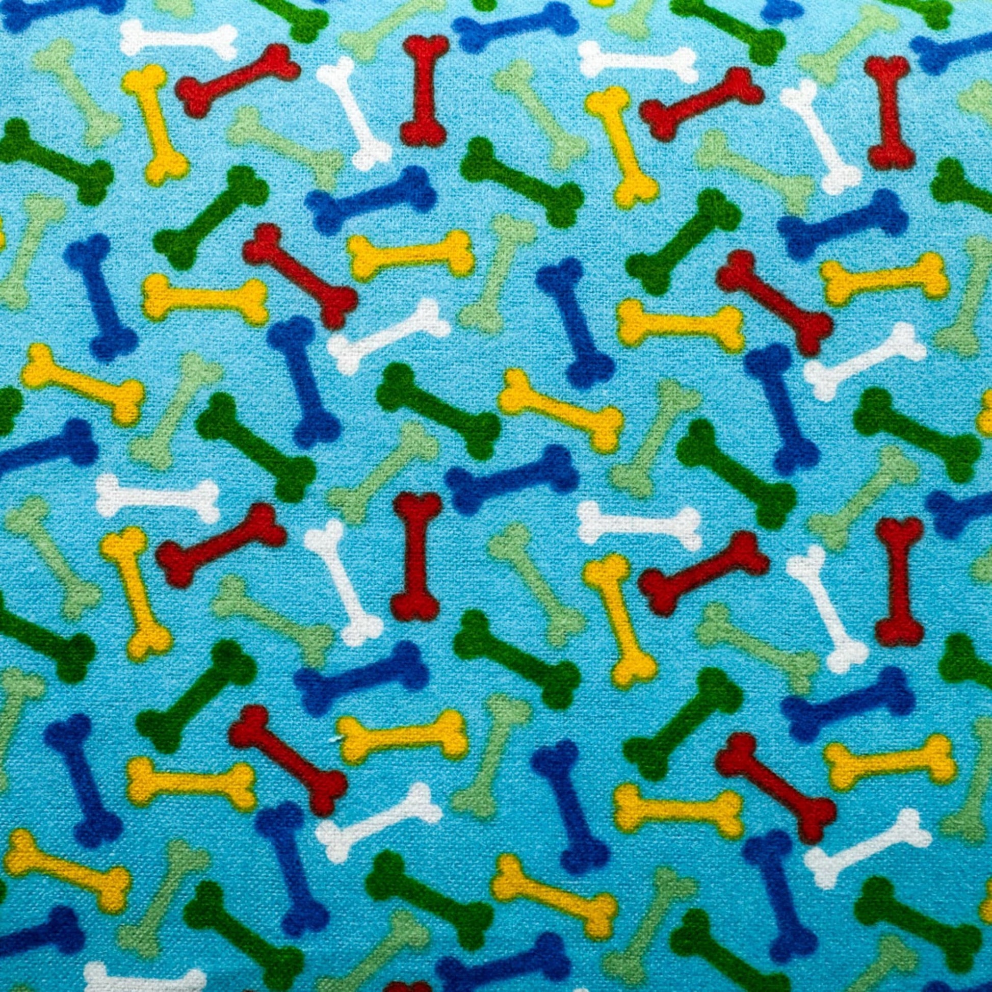 Colorful Dog Bones FLANNEL 14706 Blue Dog Cotton Flannel - Mary Jo Fabrics