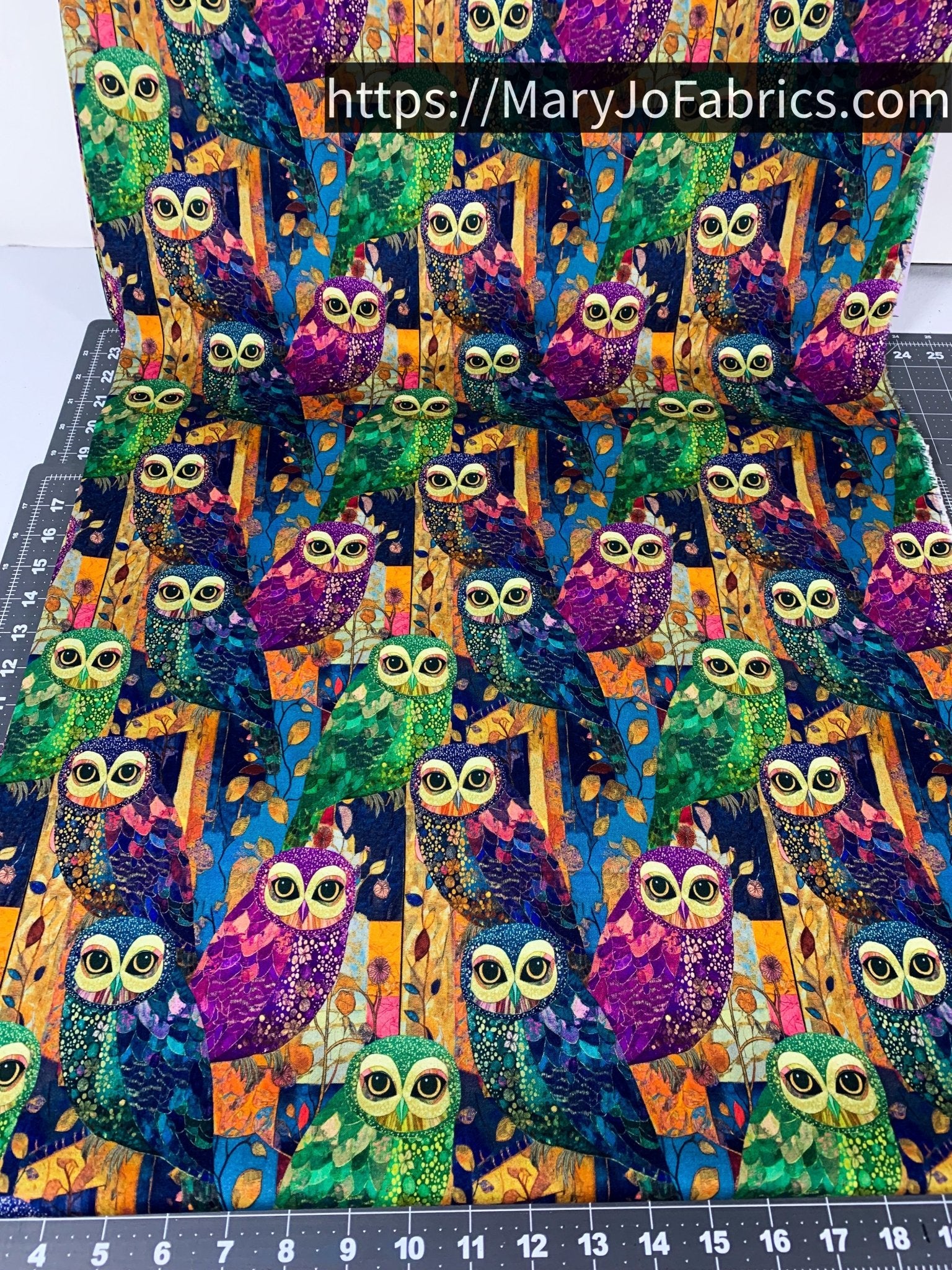 Colorful Owl Fabric CD4220 Forest Owls - Mary Jo Fabrics