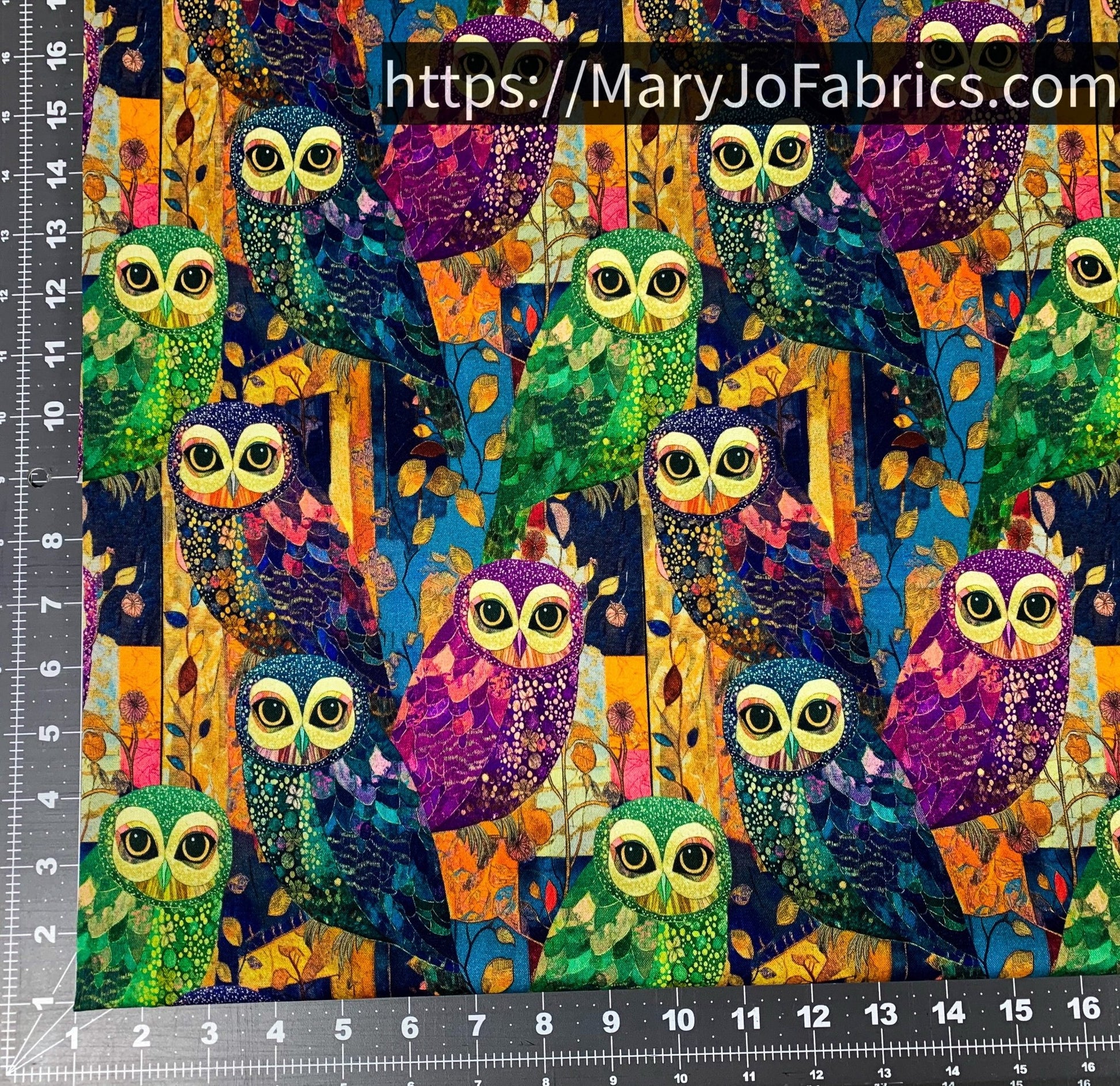 Colorful Owl Fabric CD4220 Forest Owls - Mary Jo Fabrics