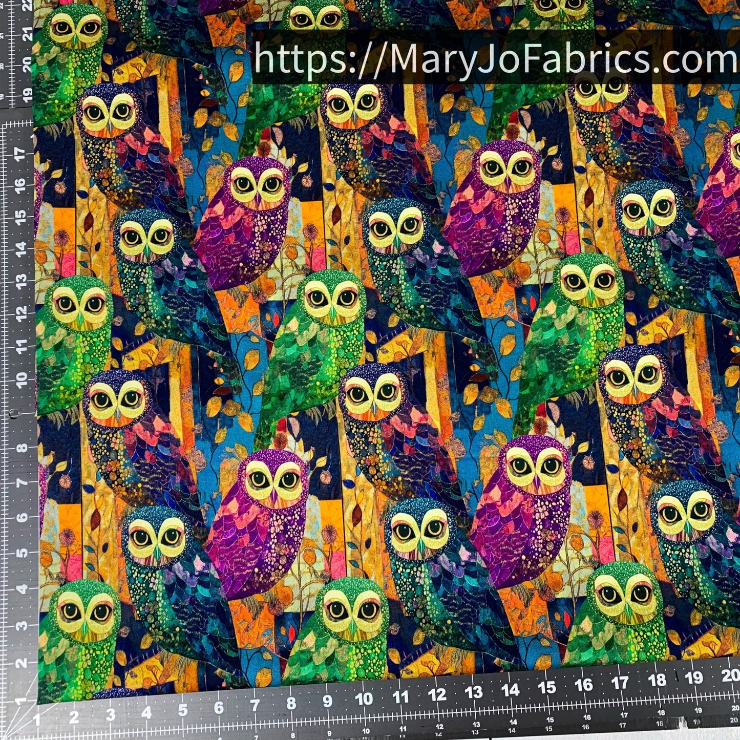 Colorful Owl Fabric CD4220 Forest Owls - Mary Jo Fabrics