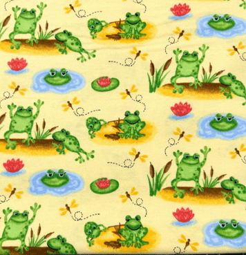 Cool Frog Flannel Fabric 1053 - 44 Frogs and Dragonflies - Mary Jo Fabrics