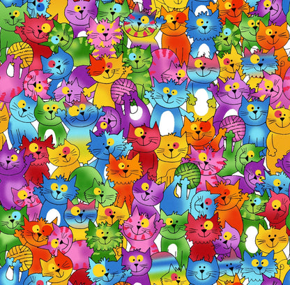 Crazy Cats FLANNEL fabric 44 - 6321 Oasis Fabrics - Mary Jo Fabrics