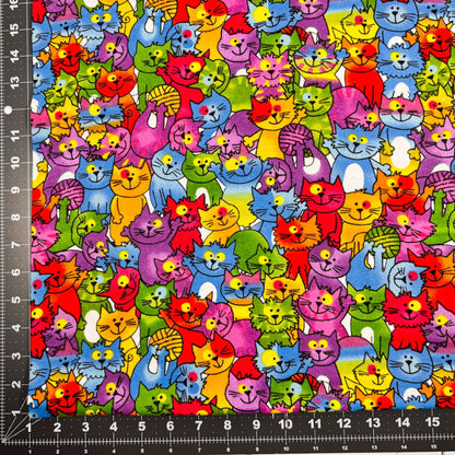 Crazy Cats FLANNEL fabric 44 - 6321 Oasis Fabrics - Mary Jo Fabrics