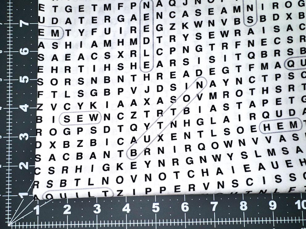 Crossword fabric CD2596 White Sewing Word Search