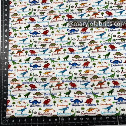 Cute Dinosaurs Cotton Fabric CD3847 Dinosaur Names - Mary Jo Fabrics