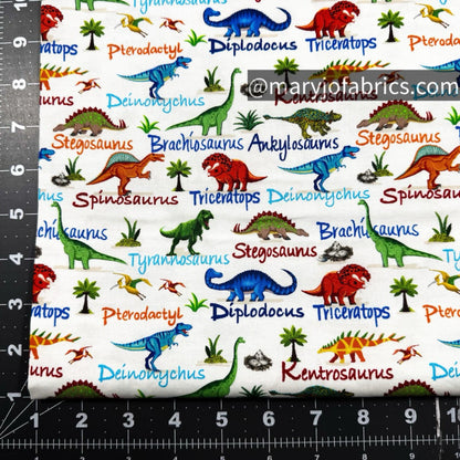 Cute Dinosaurs Cotton Fabric CD3847 Dinosaur Names - Mary Jo Fabrics