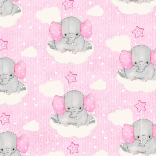 Cute Elephant Cotton FLANNEL N0956 - 22 Pink - Mary Jo Fabrics