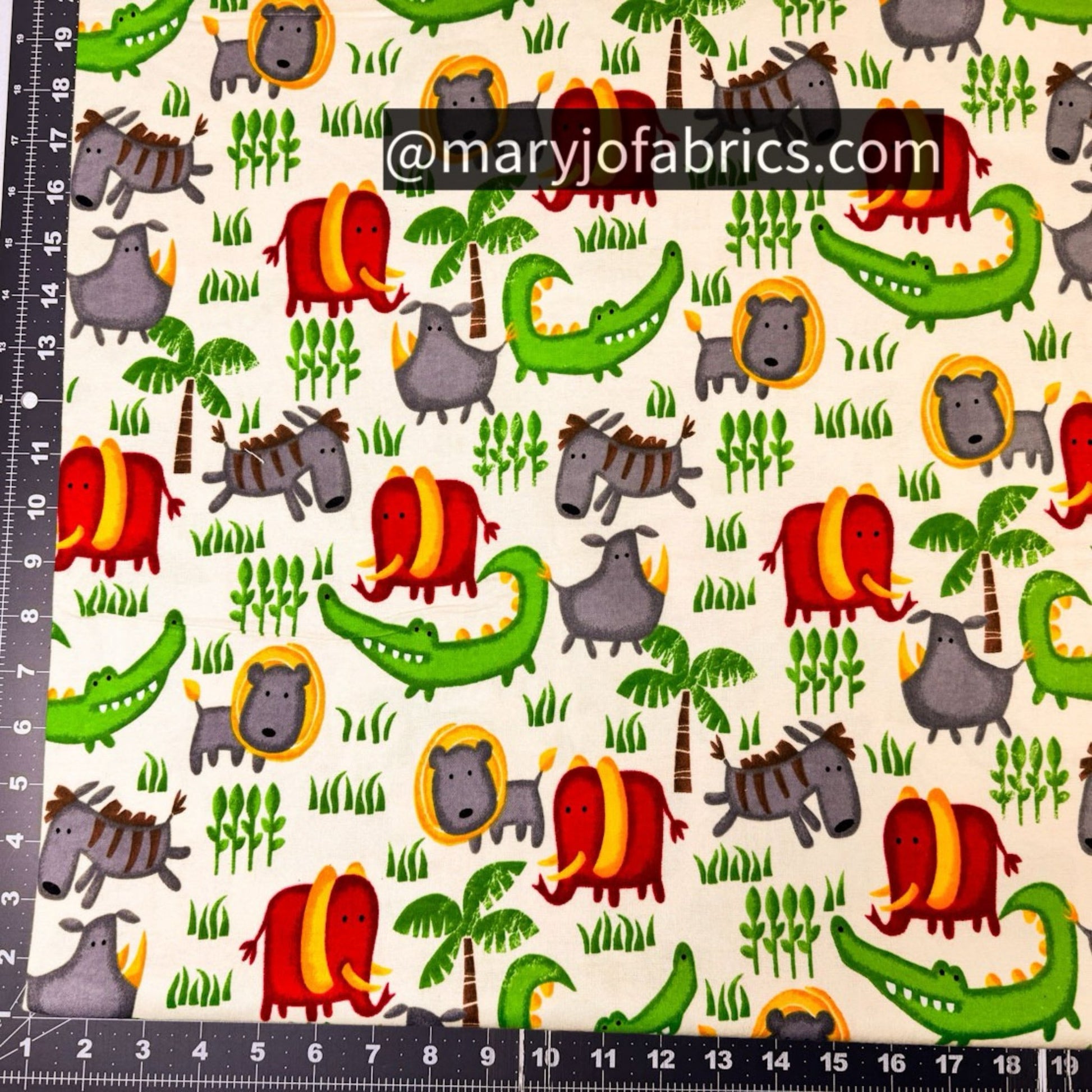 Cute Jungle Animal FLANNEL 0987 - 44 Natural - Mary Jo Fabrics
