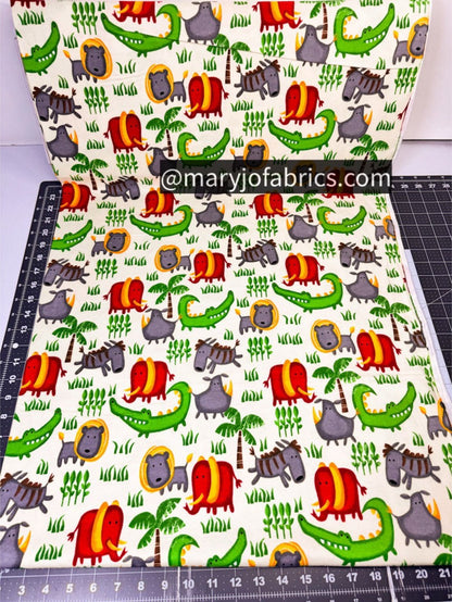 Cute Jungle Animal FLANNEL 0987 - 44 Natural - Mary Jo Fabrics