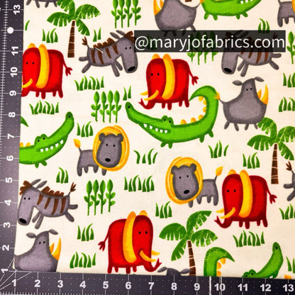 Cute Jungle Animal FLANNEL 0987 - 44 Natural - Mary Jo Fabrics