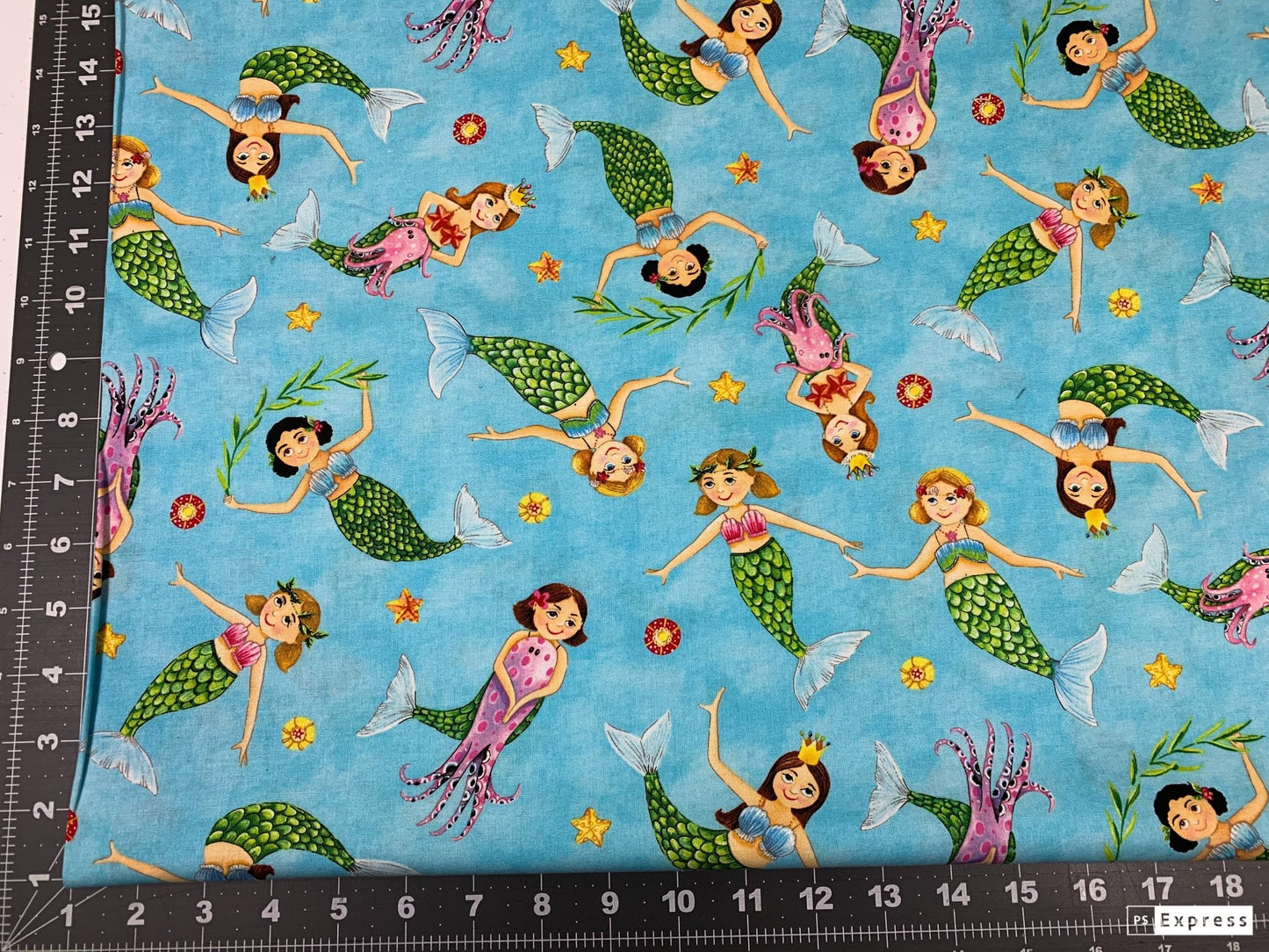 Cute Mermaid fabric 17003 Mermaids playing in the ocean fabric - Mary Jo Fabrics