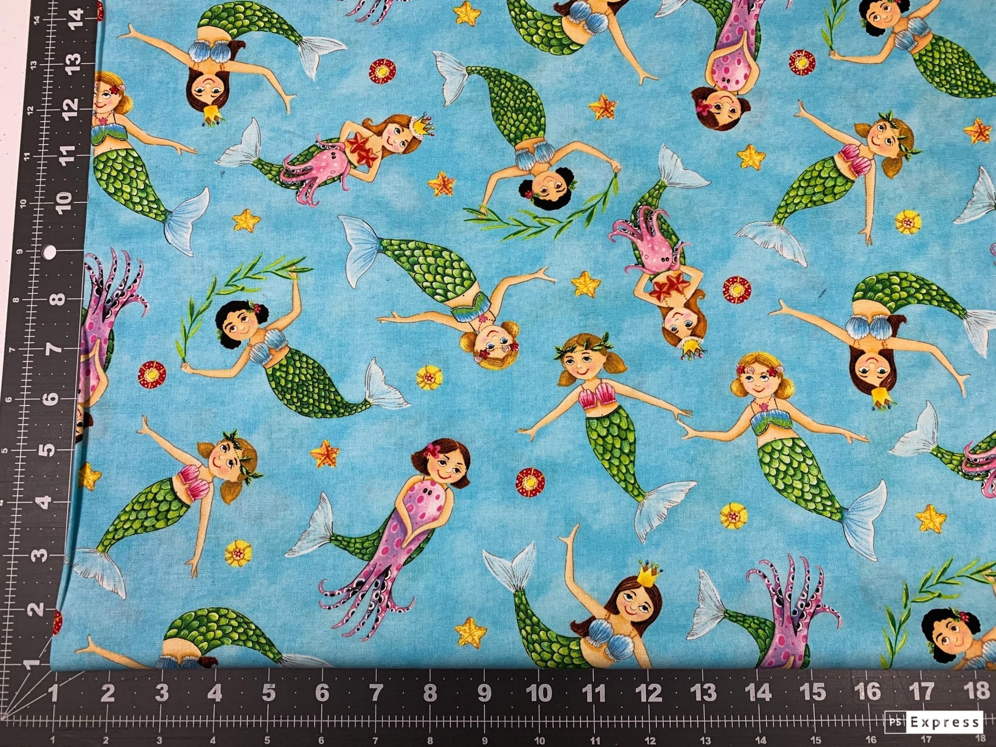 Cute Mermaid fabric 17003 Mermaids playing in the ocean fabric - Mary Jo Fabrics