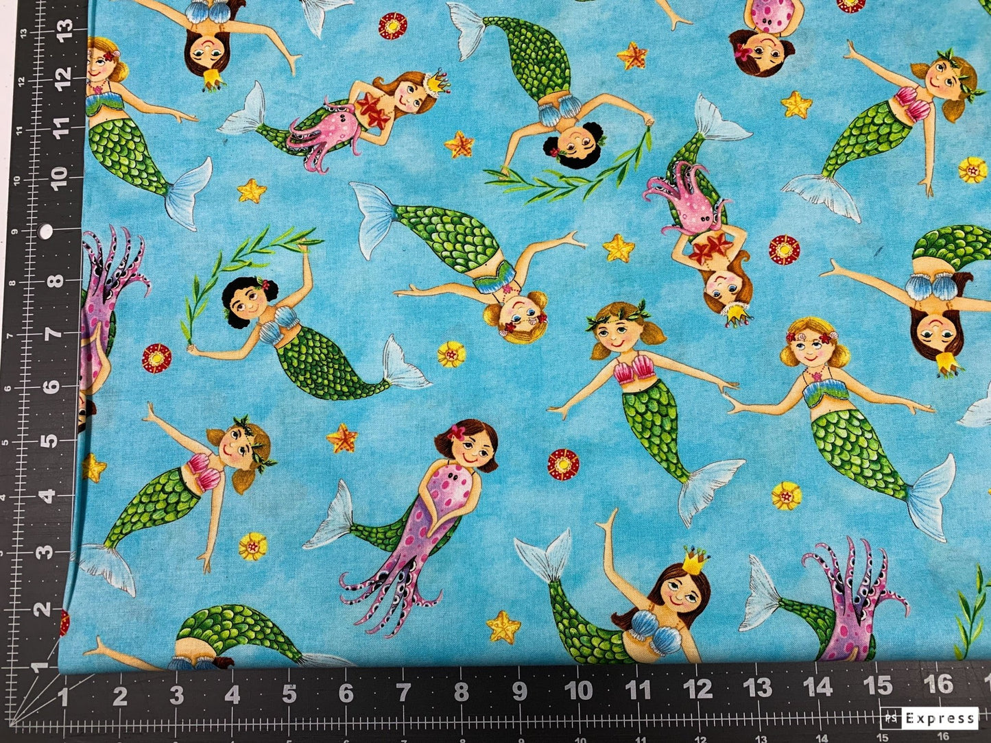 Cute Mermaid fabric 17003 Mermaids playing in the ocean fabric - Mary Jo Fabrics