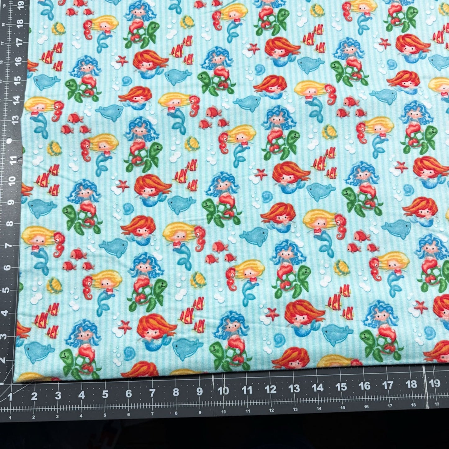 Cute mermaid flannel fabric N1042 Blue Ocean flannel - Mary Jo Fabrics