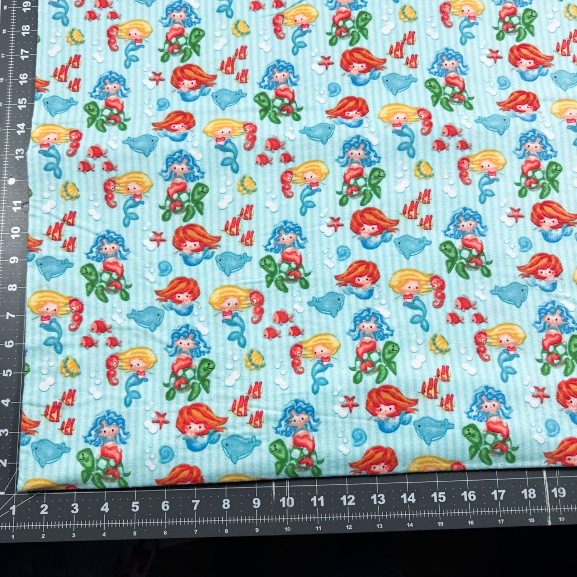 Cute mermaid flannel fabric N1042 Blue Ocean flannel - Mary Jo Fabrics