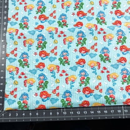 Cute mermaid flannel fabric N1042 Blue Ocean flannel - Mary Jo Fabrics