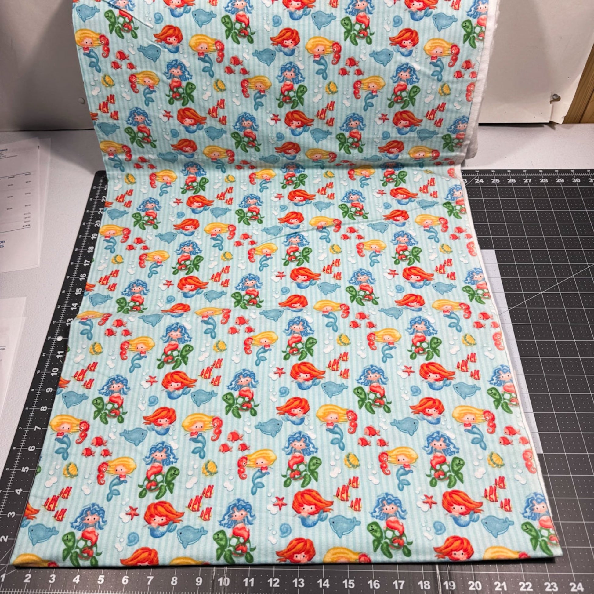 Cute mermaid flannel fabric N1042 Blue Ocean flannel - Mary Jo Fabrics