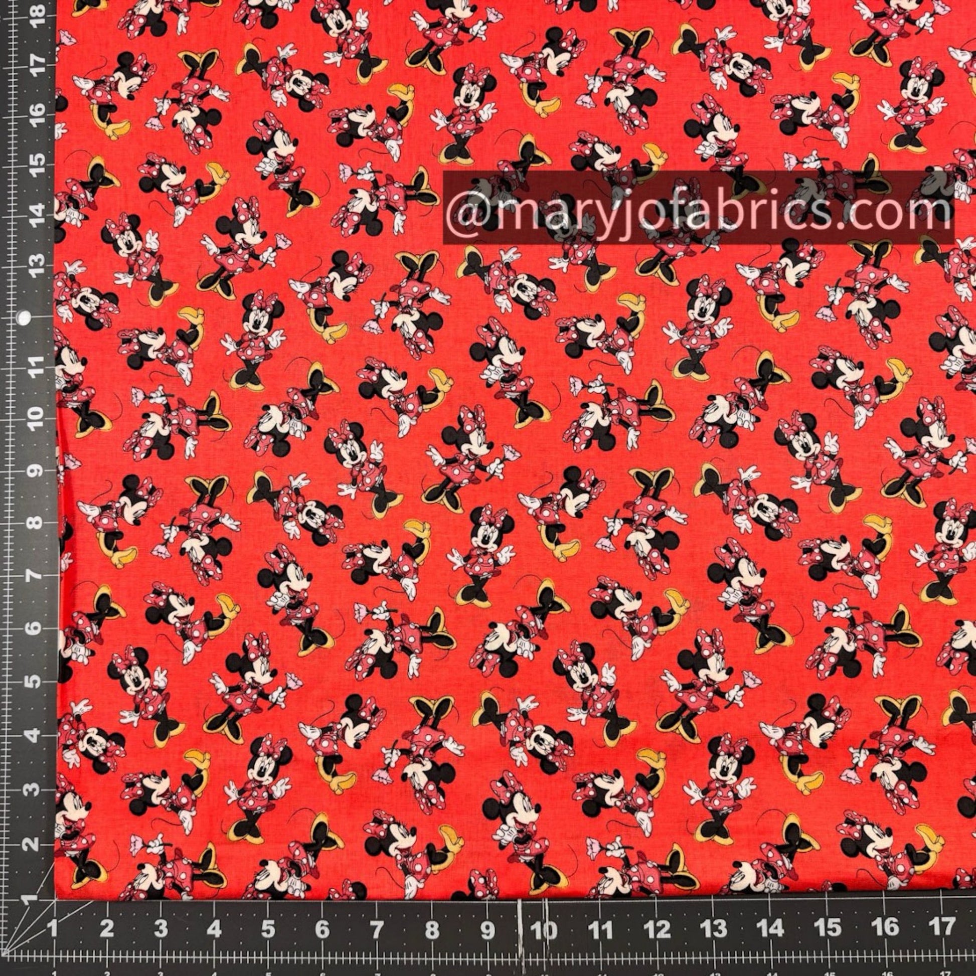 Cute Minnie Mouse fabric CP72114 Disney Coral Red - Mary Jo Fabrics