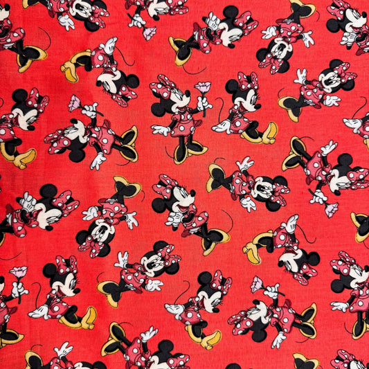 Cute Minnie Mouse fabric CP72114 Disney Coral Red - Mary Jo Fabrics