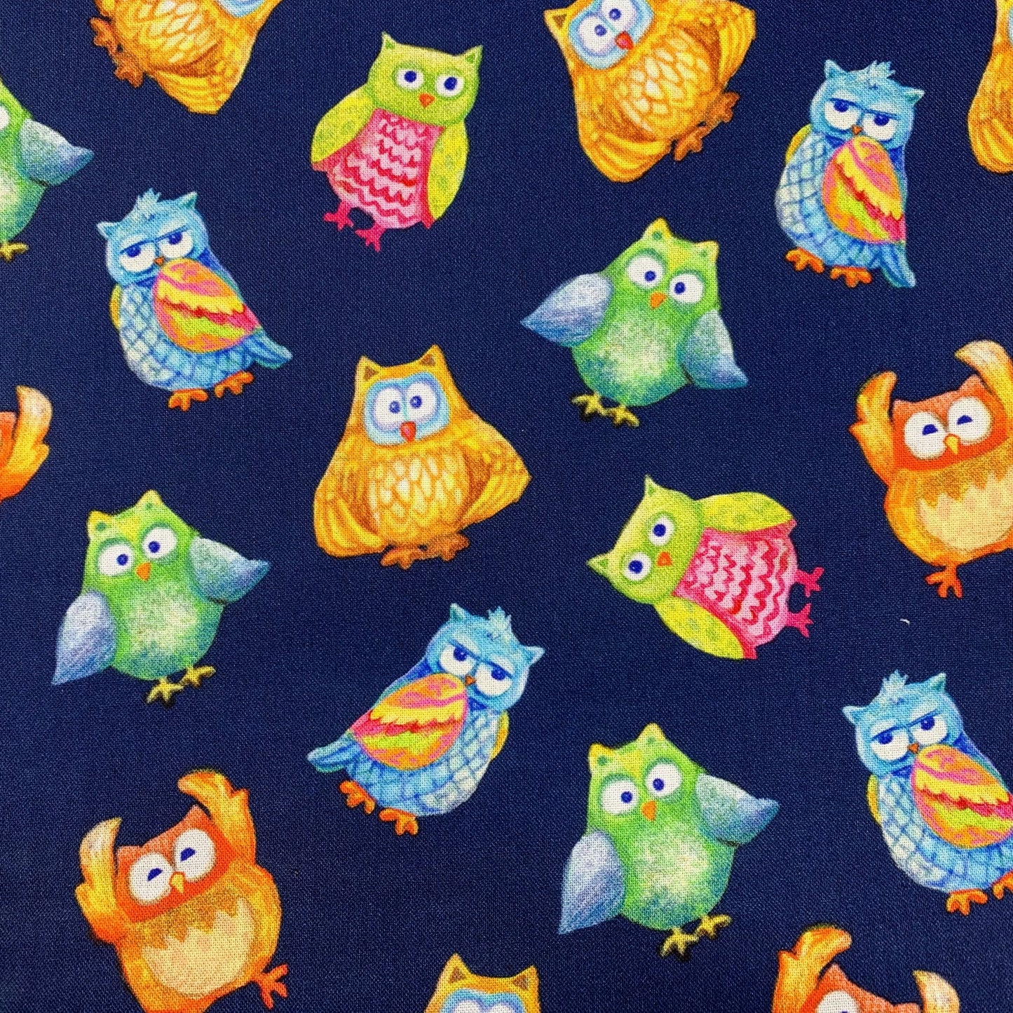 Cute Owl Fabric 59 - 4041 Navy Owl Jungle Party - Mary Jo Fabrics