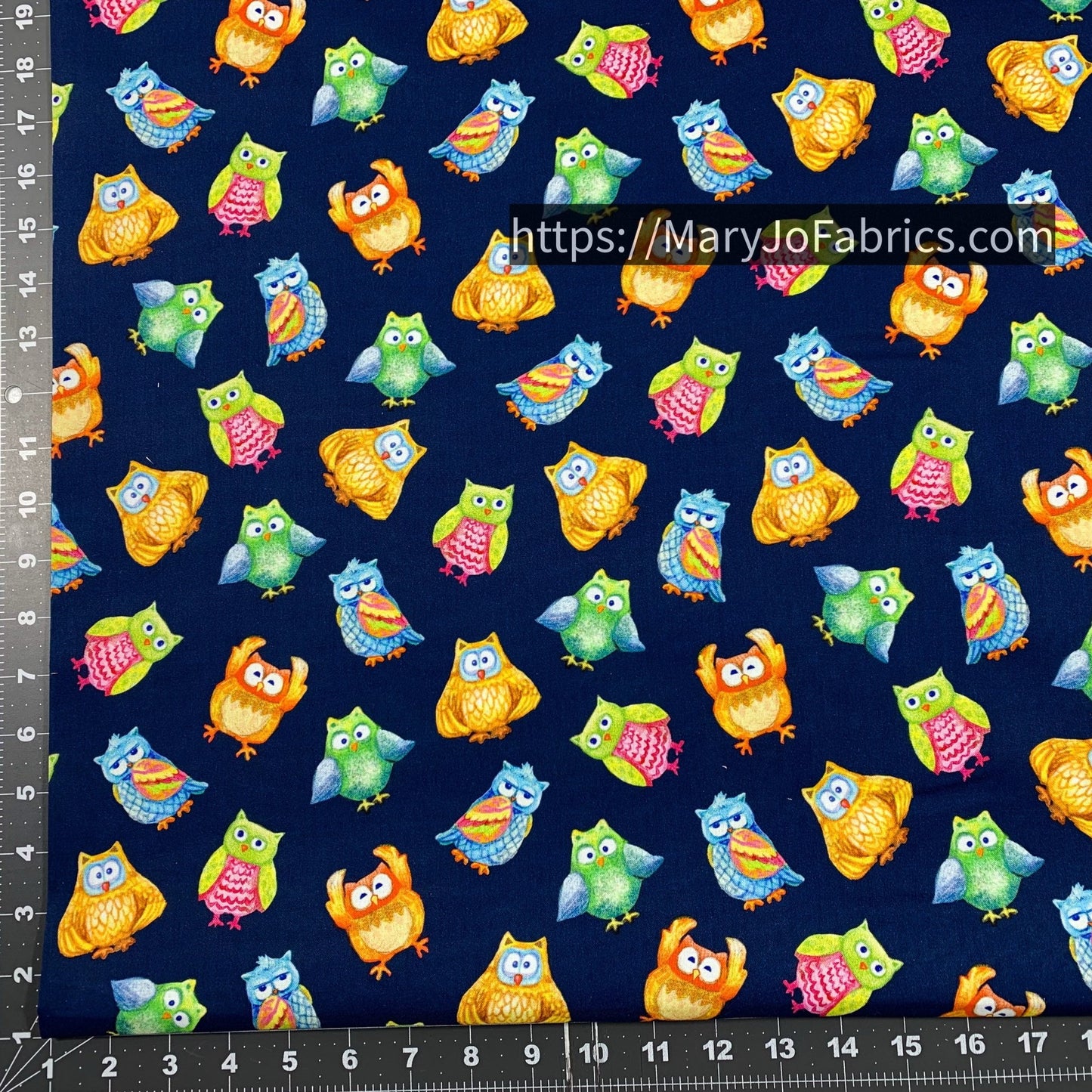 Cute Owl Fabric 59 - 4041 Navy Owl Jungle Party - Mary Jo Fabrics