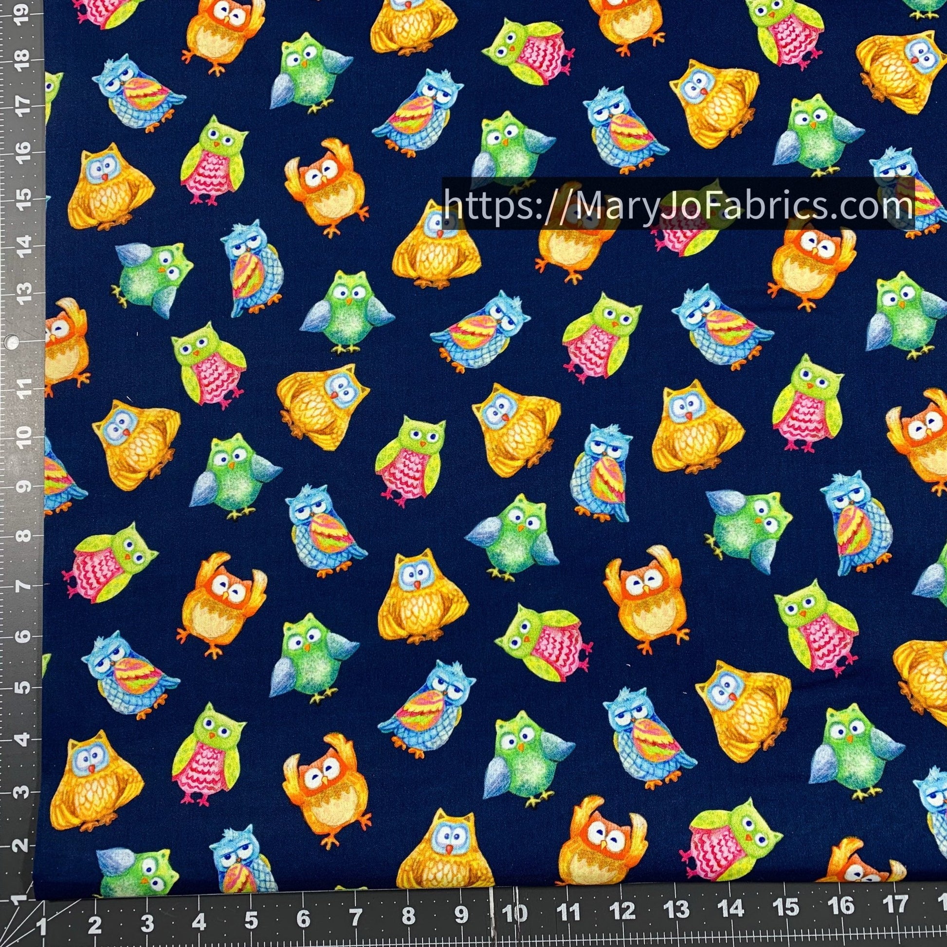 Cute Owl Fabric 59 - 4041 Navy Owl Jungle Party - Mary Jo Fabrics
