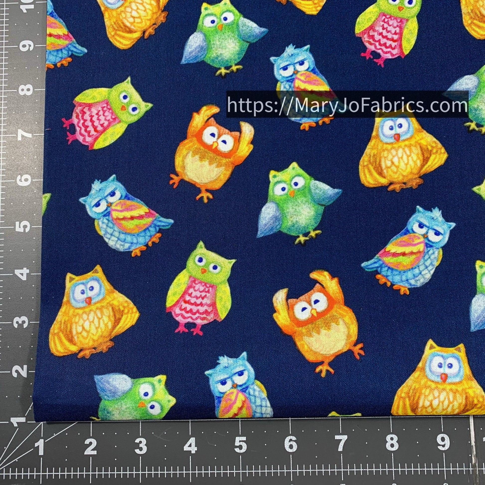 Cute Owl Fabric 59 - 4041 Navy Owl Jungle Party - Mary Jo Fabrics