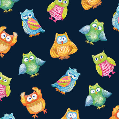 Cute Owl Fabric 59 - 4041 Navy Owl Jungle Party - Mary Jo Fabrics