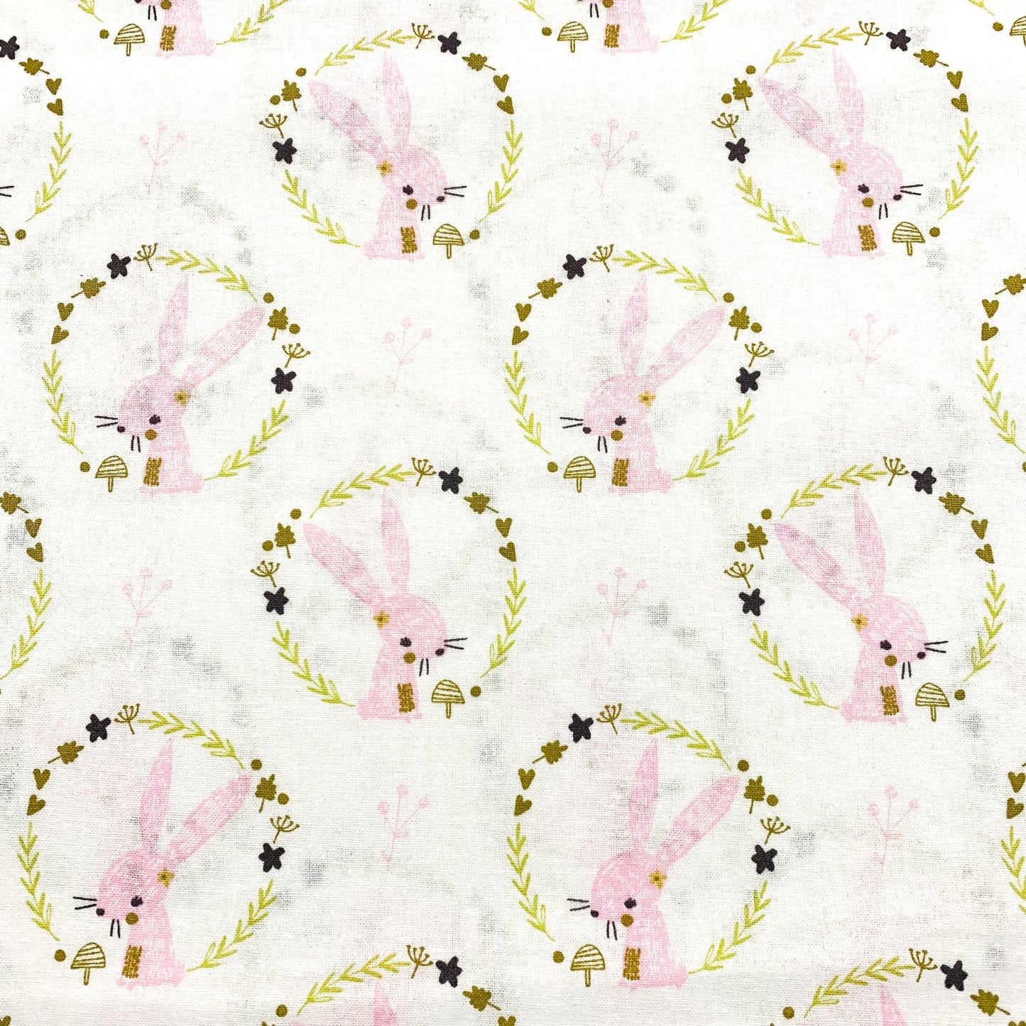 Cute Pink Bunny Rabbit Fabric 2143703WM - 2 White - Mary Jo Fabrics