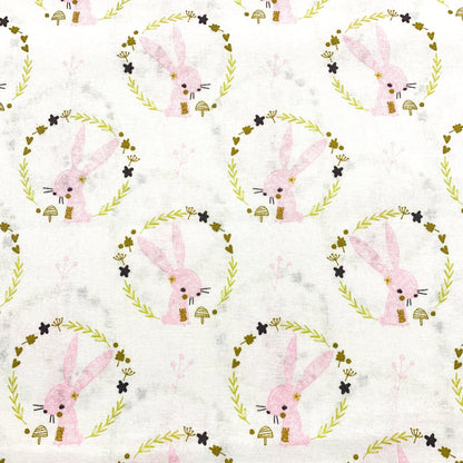 Cute Pink Bunny Rabbit Fabric 2143703WM - 2 White - Mary Jo Fabrics