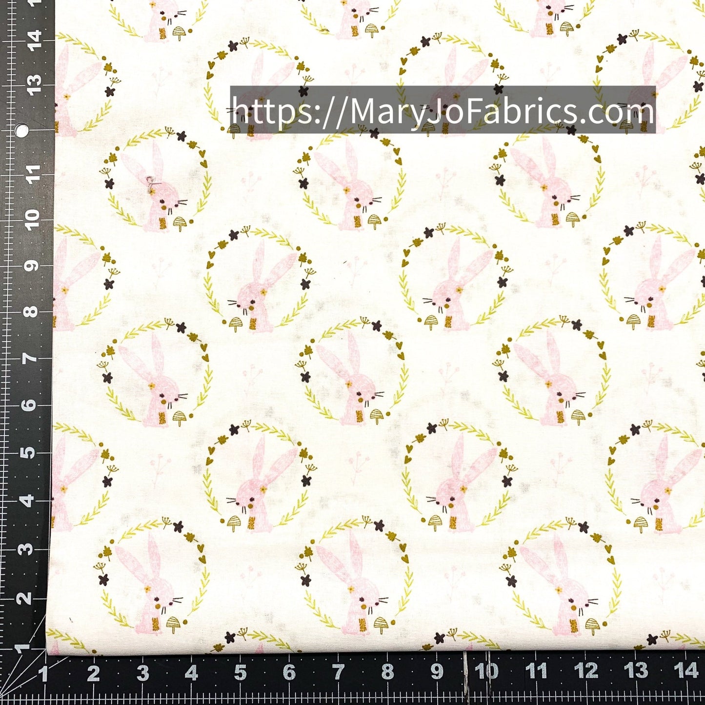 Cute Pink Bunny Rabbit Fabric 2143703WM - 2 White - Mary Jo Fabrics