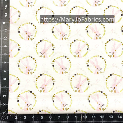 Cute Pink Bunny Rabbit Fabric 2143703WM - 2 White - Mary Jo Fabrics