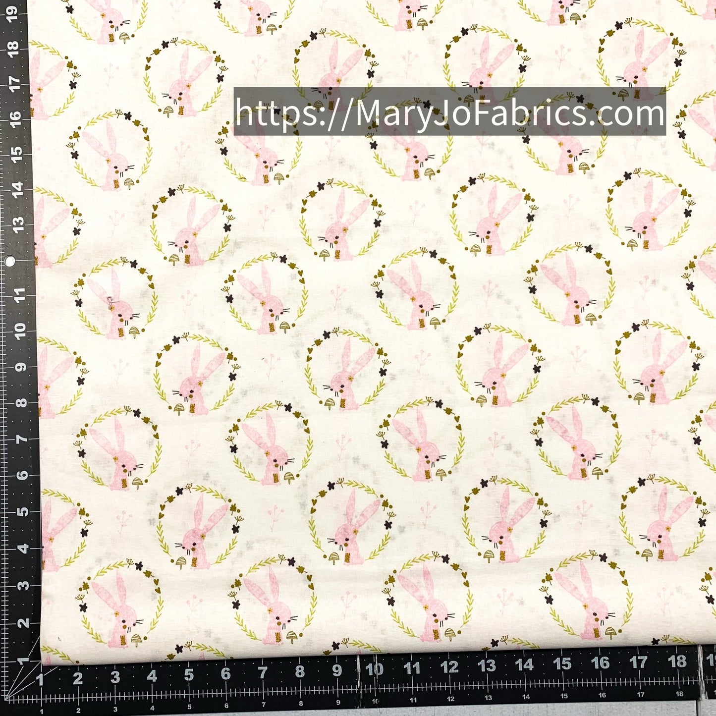 Cute Pink Bunny Rabbit Fabric 2143703WM - 2 White - Mary Jo Fabrics