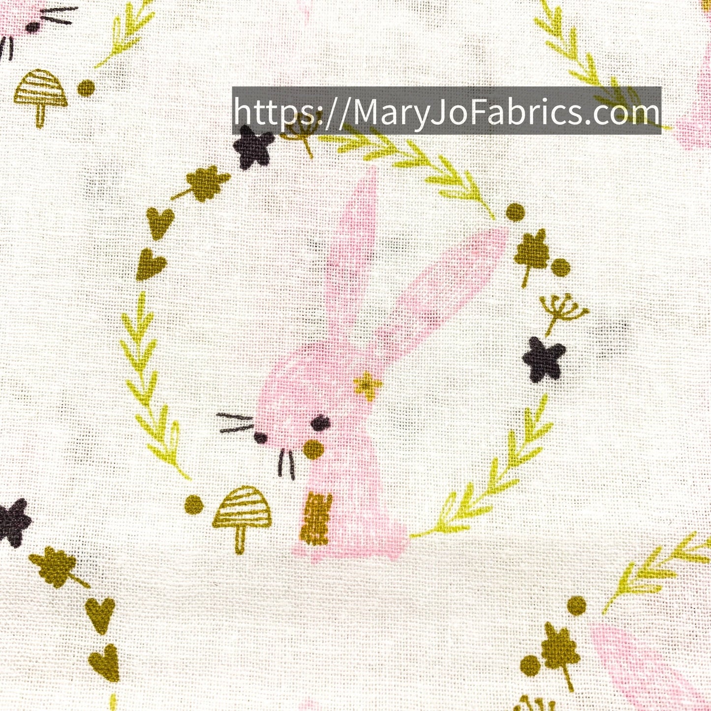 Cute Pink Bunny Rabbit Fabric 2143703WM - 2 White - Mary Jo Fabrics