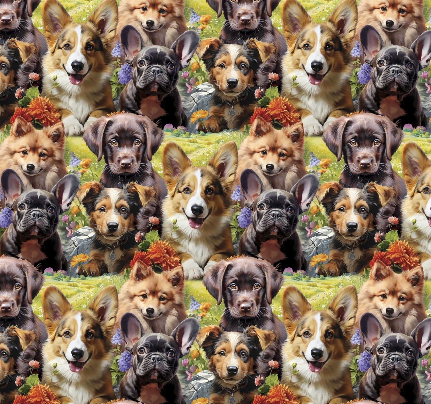 Cute Puppy Cotton Fabric ML37005C1 Selfie Puppies - Mary Jo Fabrics