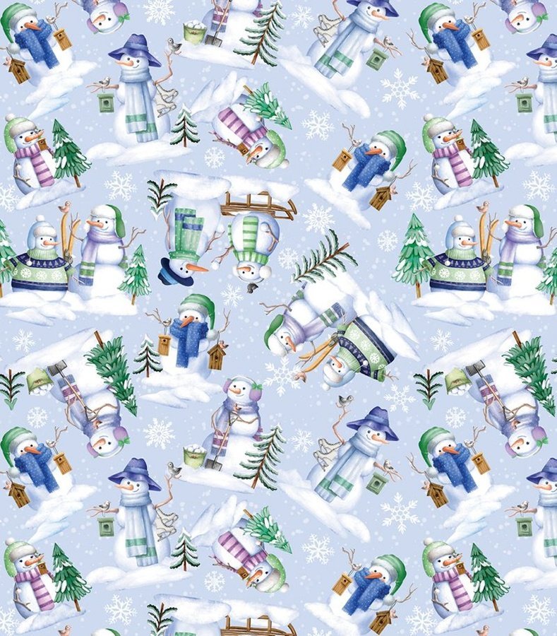 Cute Snowman Fabric 15195-50 Snowflake Wishes Christmas - Mary Jo Fabrics