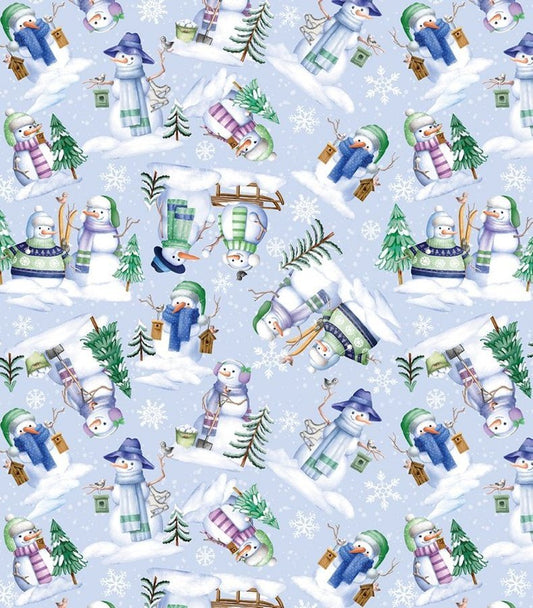 Cute Snowman Fabric 15195-50 Snowflake Wishes Christmas - Mary Jo Fabrics