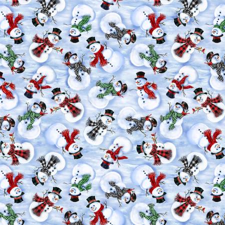 Cute Snowman Fabric C8993 Snowy Day Christmas - Mary Jo Fabrics