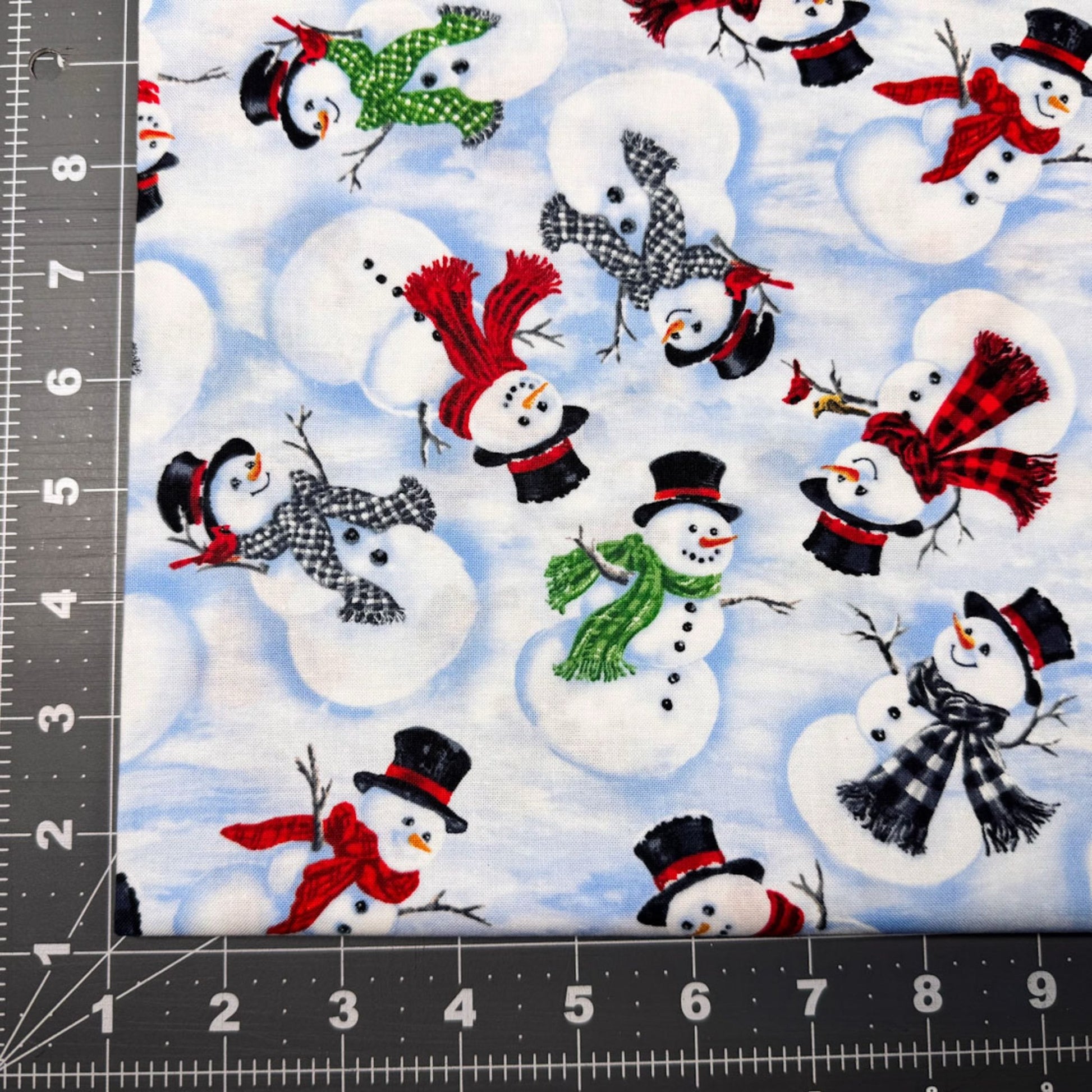 Cute Snowman Fabric C8993 Snowy Day Christmas - Mary Jo Fabrics