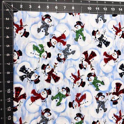 Cute Snowman Fabric C8993 Snowy Day Christmas - Mary Jo Fabrics