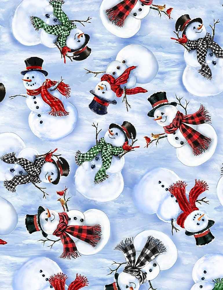 Cute Snowman Fabric C8993 Snowy Day Christmas - Mary Jo Fabrics