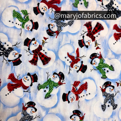 Cute Snowman Fabric C8993 Snowy Day Christmas - Mary Jo Fabrics