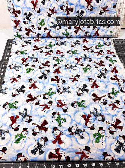 Cute Snowman Fabric C8993 Snowy Day Christmas - Mary Jo Fabrics