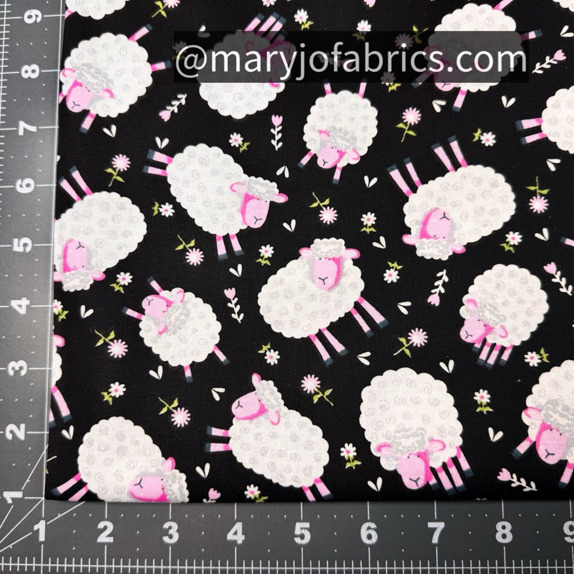 Cute White Lamb Fabric 49707 Pink Face Lambs - Mary Jo Fabrics