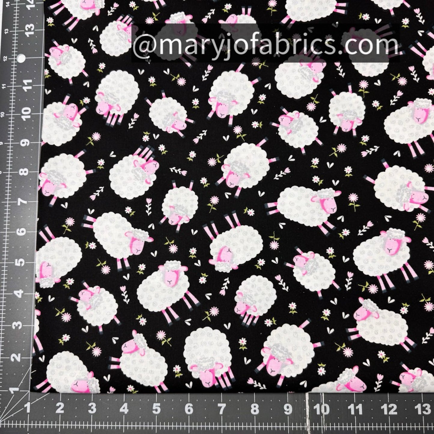 Cute White Lamb Fabric 49707 Pink Face Lambs - Mary Jo Fabrics