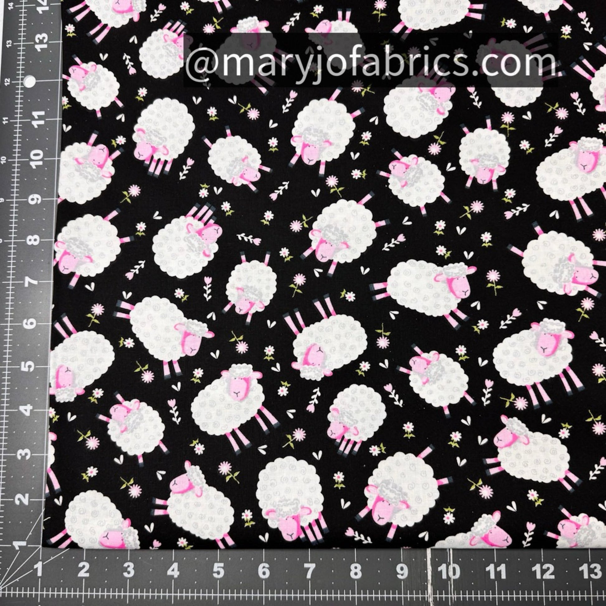Cute White Lamb Fabric 49707 Pink Face Lambs - Mary Jo Fabrics