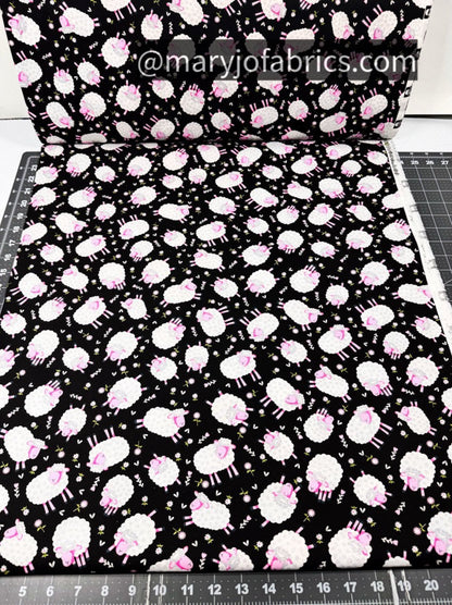 Cute White Lamb Fabric 49707 Pink Face Lambs - Mary Jo Fabrics