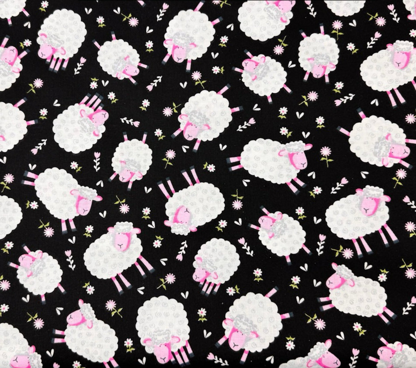 Cute White Lamb Fabric 49707 Pink Face Lambs - Mary Jo Fabrics